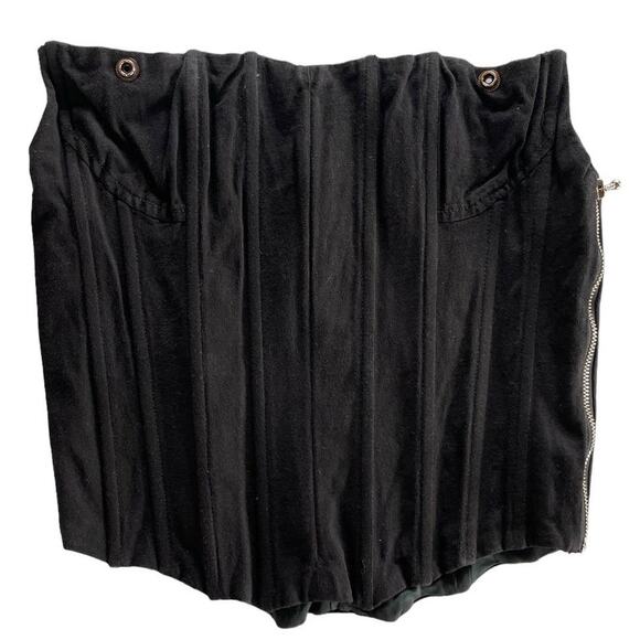 Boys Lie Corset Top Womens X Large Black Boned Bodice Strapless Paneled Zipper - Picture 2 of 10